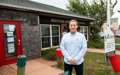 Paul Monte in front of Montauk Visitor's Center