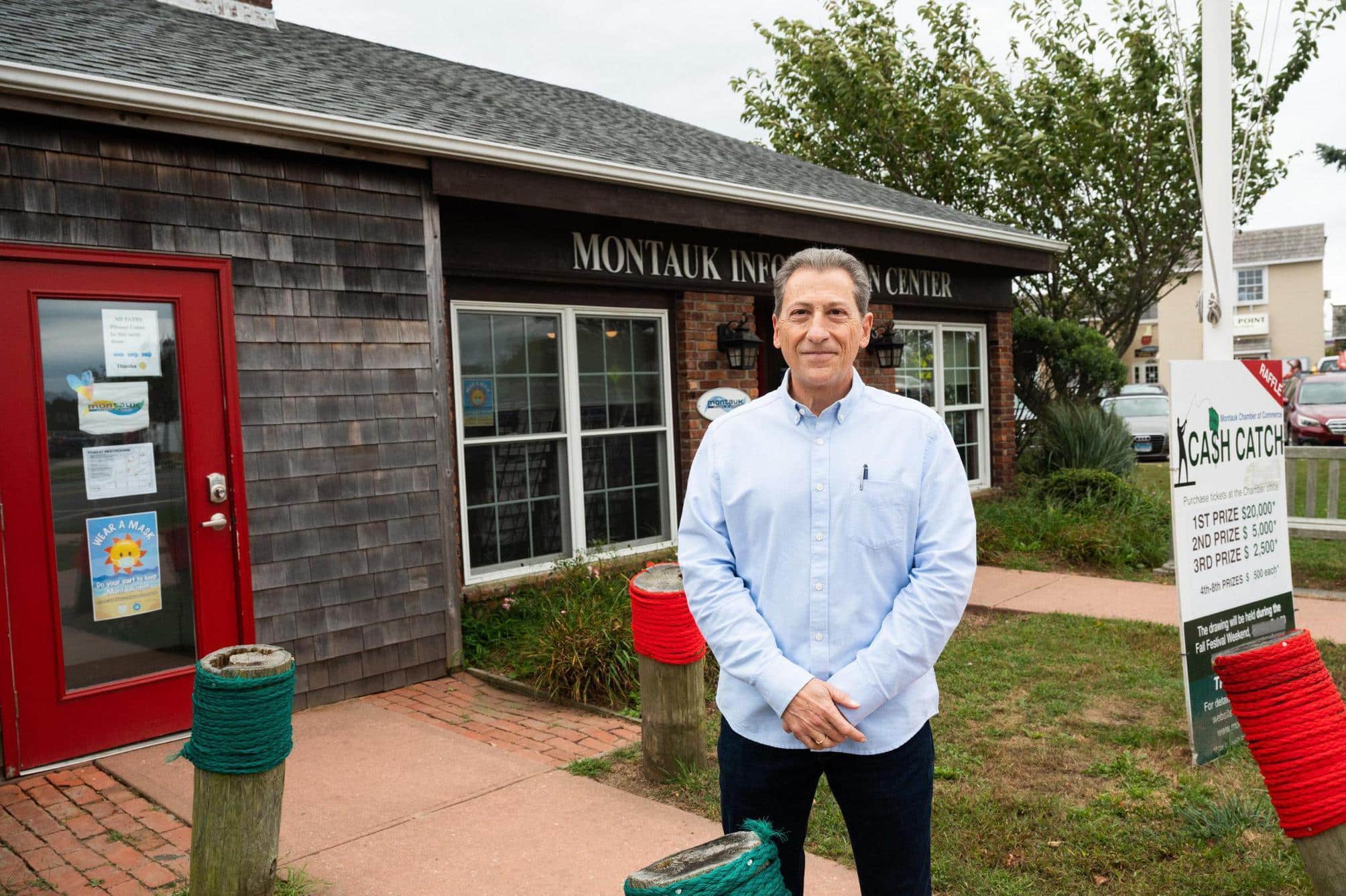 Paul Monte in front of Montauk Visitor's Center