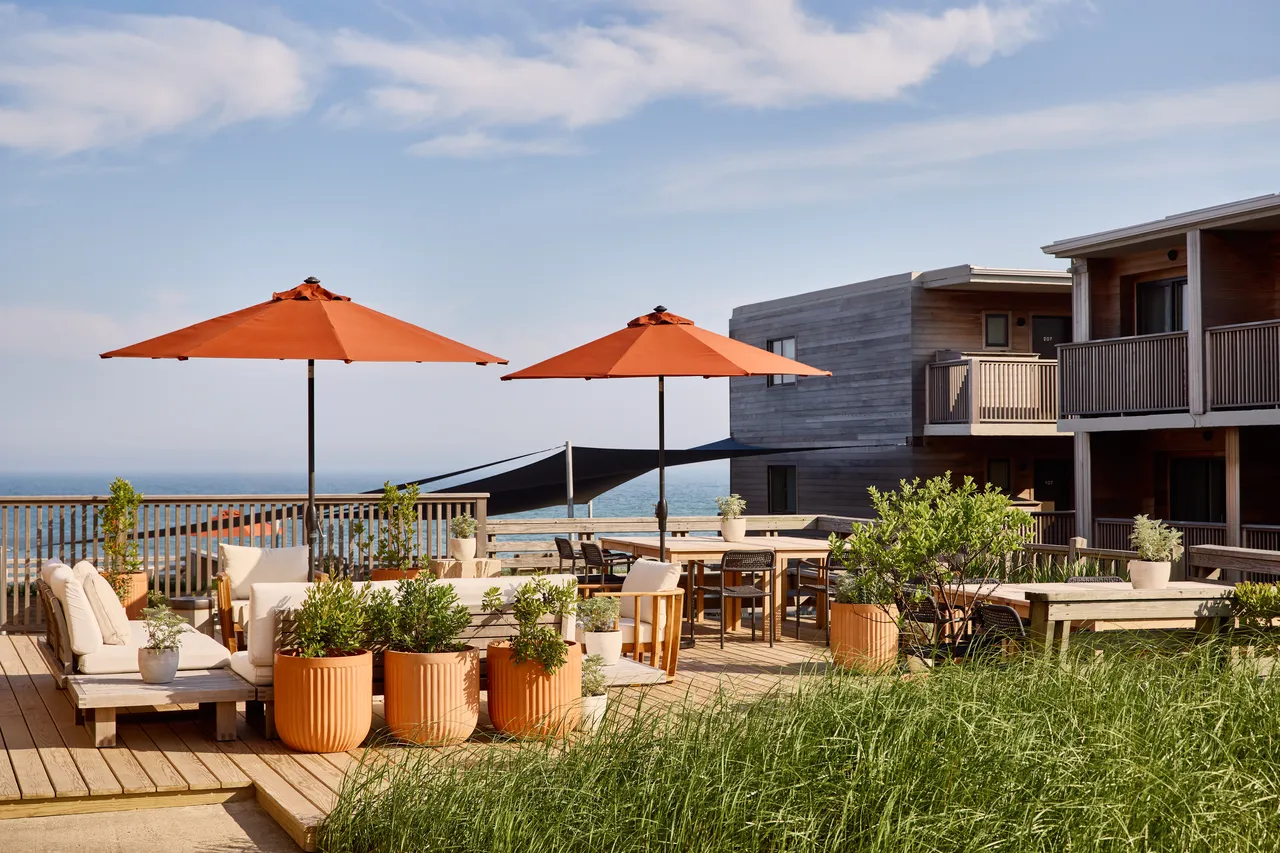 patio at Marram Montauk resort, Montauk, NY USA